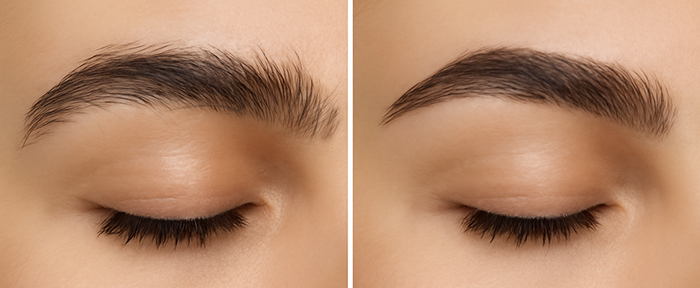 antes y después de la depilación de cejas con hilo