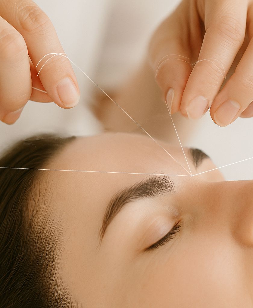 depilación de cejas con hilo